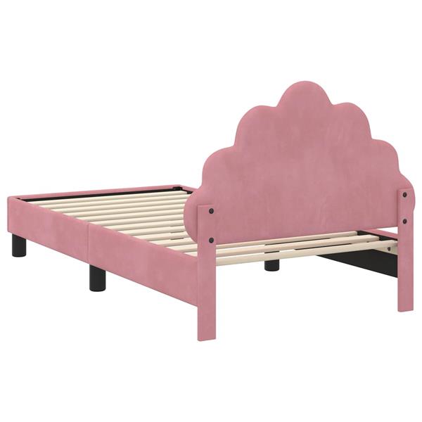 Grote foto vidaxl bedframe voor kinderen met hoofdbord roze 80 x 160 cm fluweel antiek en kunst stoelen en banken
