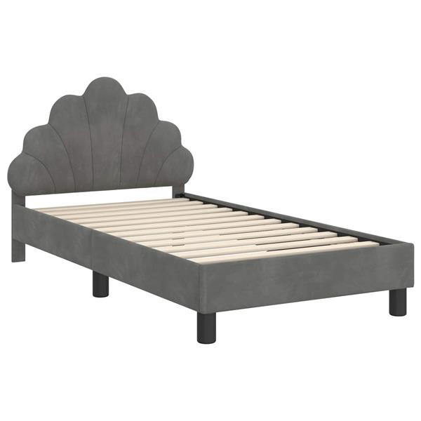 Grote foto vidaxl bedframe voor kinderen met hoofdbord donkergrijs 80 x 160 cm antiek en kunst stoelen en banken
