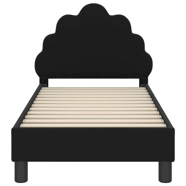 Grote foto vidaxl peuterbedframe met hoofdbord zwart 70 x 140 cm fluweel antiek en kunst stoelen en banken