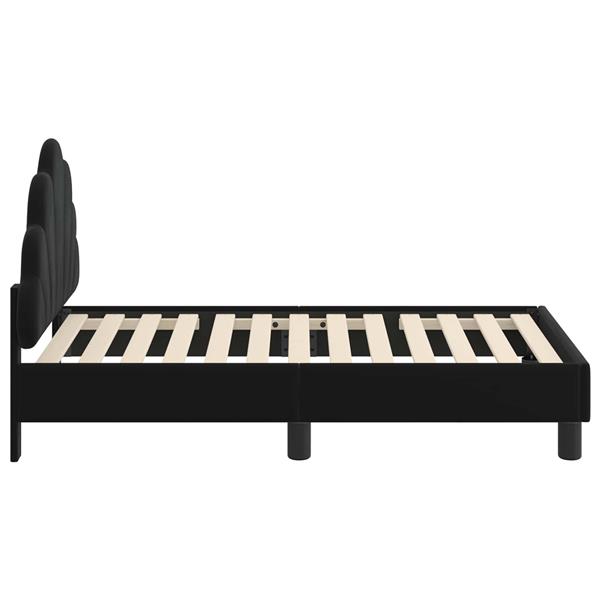 Grote foto vidaxl peuterbedframe met hoofdbord zwart 70 x 140 cm fluweel antiek en kunst stoelen en banken