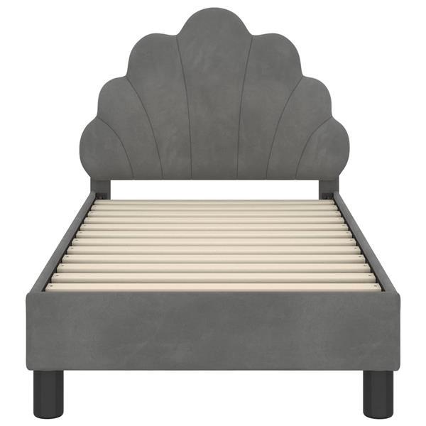 Grote foto vidaxl peuterbedframe met hoofdbord donkergrijs 70 x 140 cm fluweel antiek en kunst stoelen en banken