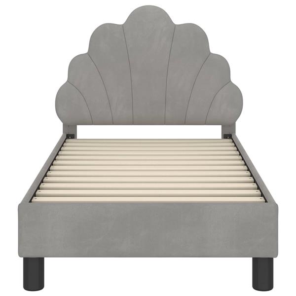 Grote foto vidaxl peuterbedframe met hoofdbord lichtgrijs 70 x 140 cm fluweel antiek en kunst stoelen en banken