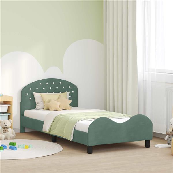 Grote foto vidaxl bedframe voor kinderen met hoofdbord zeegroen 90 x 200 cm antiek en kunst stoelen en banken