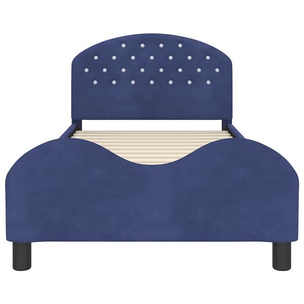 Grote foto vidaxl bedframe voor kinderen met hoofdbord politieblauw 90 x 190 cm antiek en kunst stoelen en banken