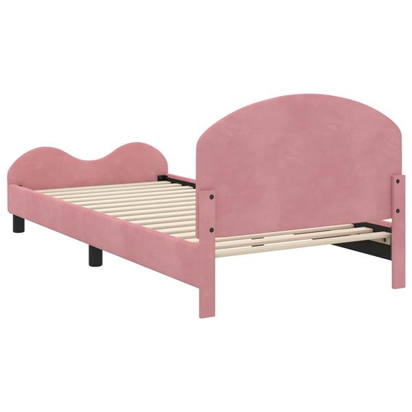 Grote foto vidaxl bedframe voor kinderen met hoofdbord roze 90 x 190 cm fluweel antiek en kunst stoelen en banken