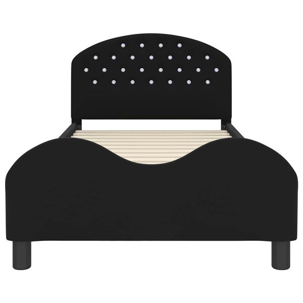 Grote foto vidaxl bedframe voor kinderen met hoofdbord zwart 80 x 200 cm fluweel antiek en kunst stoelen en banken