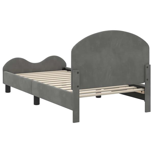 Grote foto vidaxl bedframe voor kinderen met hoofdbord donkergrijs 80 x 160 cm antiek en kunst stoelen en banken