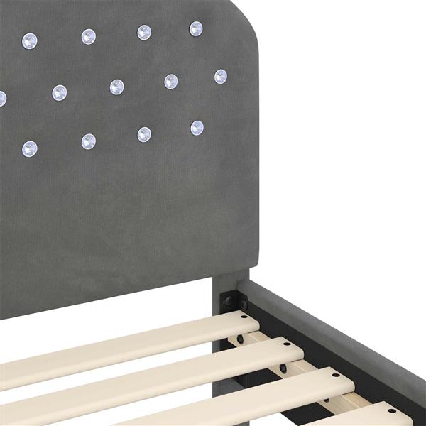 Grote foto vidaxl bedframe voor kinderen met hoofdbord donkergrijs 80 x 160 cm antiek en kunst stoelen en banken