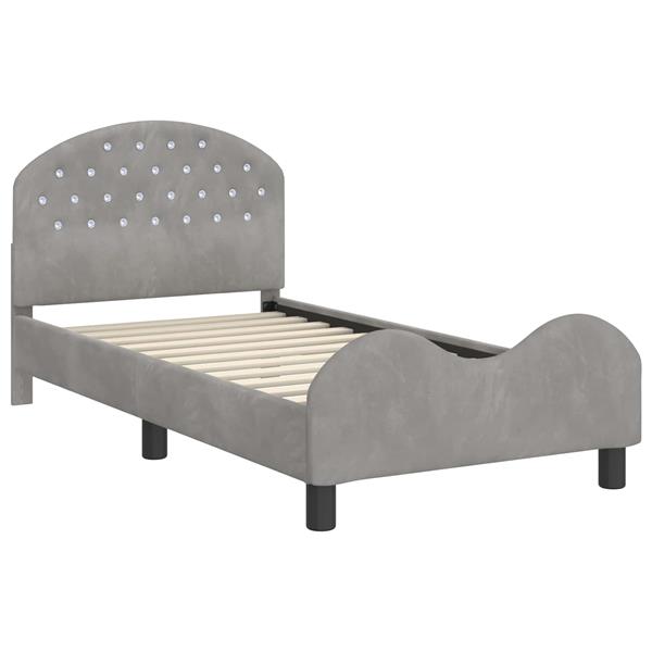 Grote foto vidaxl bedframe voor kinderen met hoofdbord lichtgrijs 80 x 160 cm antiek en kunst stoelen en banken
