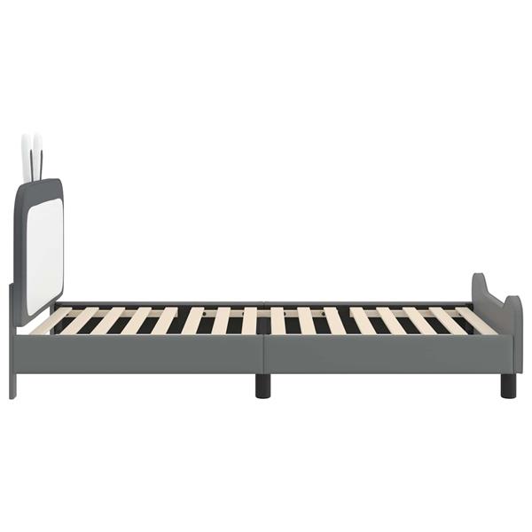 Grote foto vidaxl bedframe voor kinderen met hoofdbord lichtgrijs 90 x 200 cm pu antiek en kunst stoelen en banken