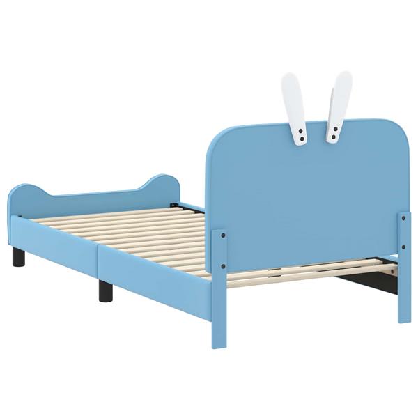 Grote foto vidaxl bedframe voor kinderen met hoofdbord blauw 90 x 200 cm pu antiek en kunst stoelen en banken