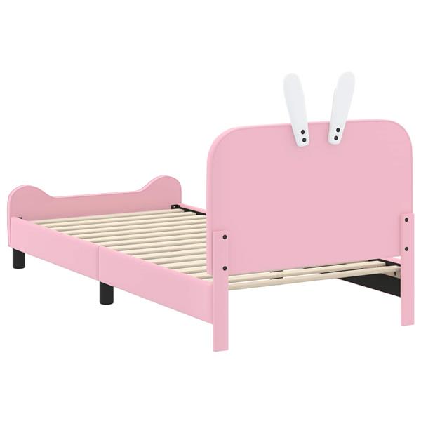 Grote foto vidaxl bedframe voor kinderen met hoofdbord roze 90 x 200 cm pu antiek en kunst stoelen en banken