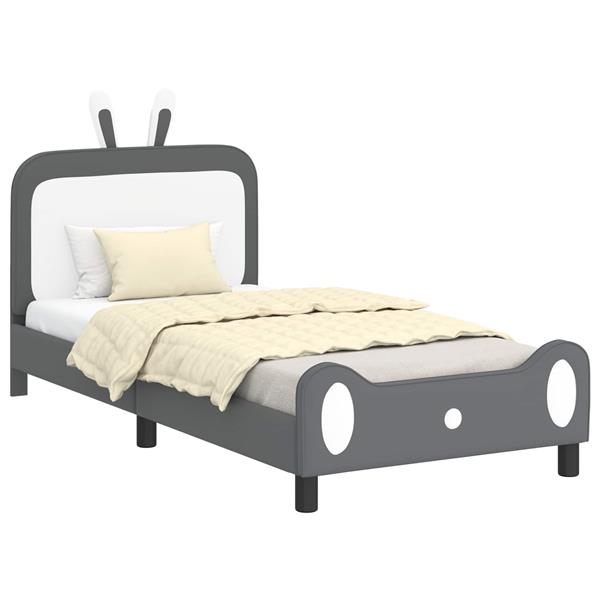 Grote foto vidaxl bedframe voor kinderen met hoofdbord lichtgrijs 90 x 190 cm pu antiek en kunst stoelen en banken