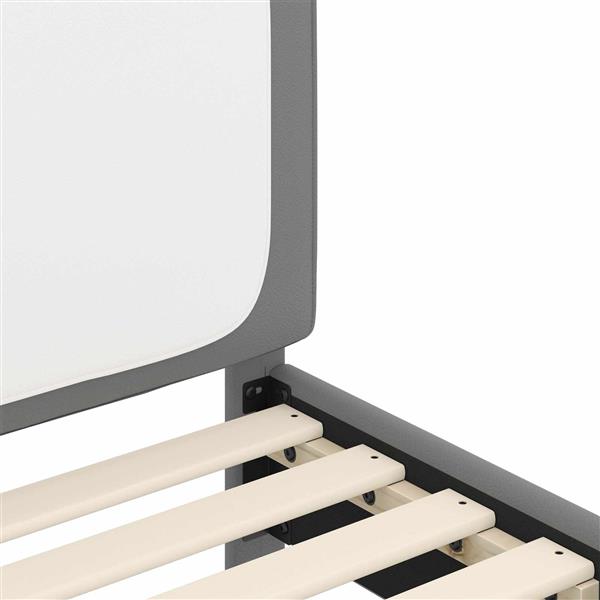 Grote foto vidaxl bedframe voor kinderen met hoofdbord lichtgrijs 80 x 200 cm pu antiek en kunst stoelen en banken