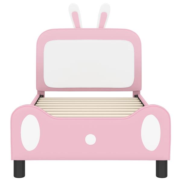 Grote foto vidaxl bedframe voor kinderen met hoofdbord roze 80 x 160 cm pu antiek en kunst stoelen en banken