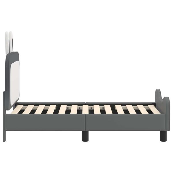 Grote foto vidaxl peuterbedframe met hoofdbord lichtgrijs 70 x 140 cm pu antiek en kunst stoelen en banken