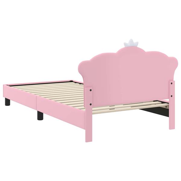 Grote foto vidaxl bedframe voor kinderen met hoofdbord roze 90 x 200 cm pu antiek en kunst stoelen en banken