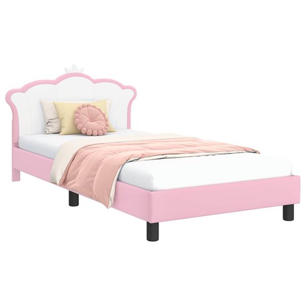 Grote foto vidaxl bedframe voor kinderen met hoofdbord roze 80 x 200 cm pu antiek en kunst stoelen en banken