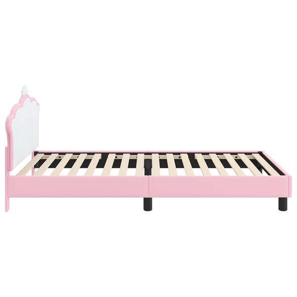Grote foto vidaxl bedframe voor kinderen met hoofdbord roze 80 x 200 cm pu antiek en kunst stoelen en banken