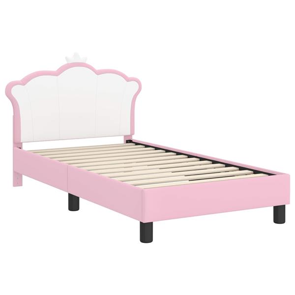 Grote foto vidaxl bedframe voor kinderen met hoofdbord roze 80 x 160 cm pu antiek en kunst stoelen en banken
