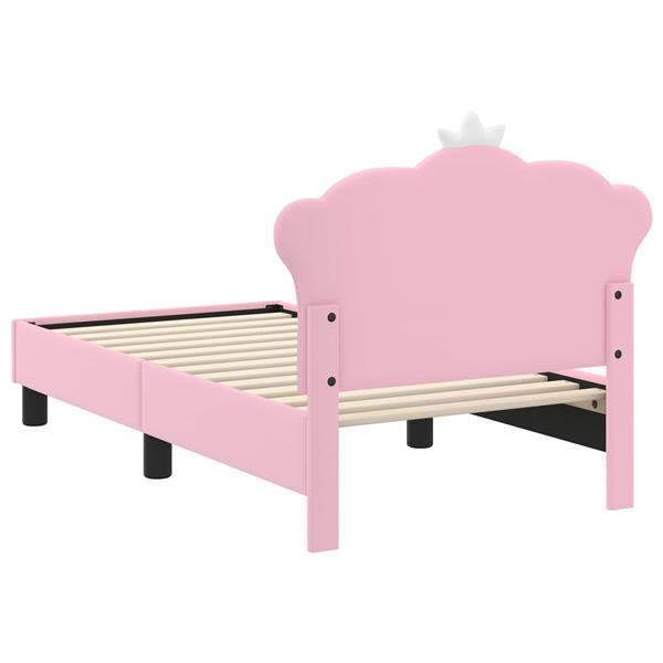 Grote foto vidaxl peuterbedframe met hoofdbord met hoofdeinde roze 70 x 140 cm pu antiek en kunst stoelen en banken