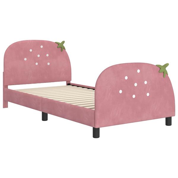 Grote foto vidaxl bedframe voor kinderen met hoofdbord roze 90 x 190 cm fluweel antiek en kunst stoelen en banken