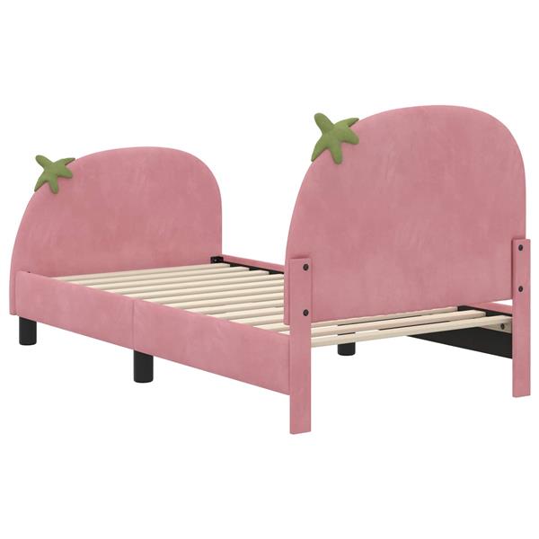 Grote foto vidaxl bedframe voor kinderen met hoofdbord roze 80 x 160 cm fluweel antiek en kunst stoelen en banken