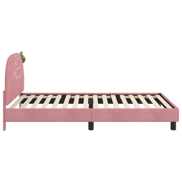 Grote foto vidaxl bedframe voor kinderen met hoofdbord roze 90 x 190 cm fluweel antiek en kunst stoelen en banken