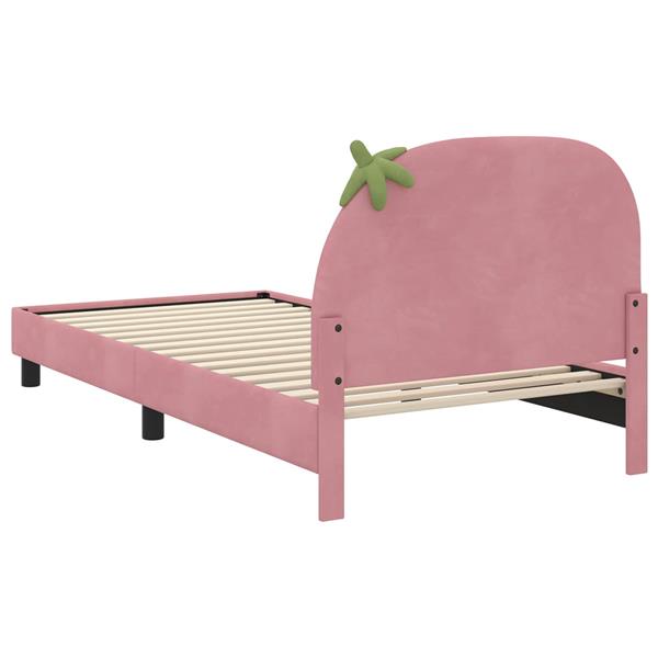 Grote foto vidaxl bedframe voor kinderen met hoofdbord roze 90 x 190 cm fluweel antiek en kunst stoelen en banken