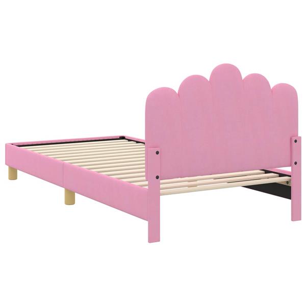 Grote foto vidaxl peuterbedframe met hoofdbord roze 90 x 190 cm stof antiek en kunst stoelen en banken
