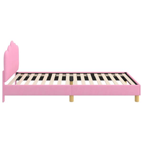 Grote foto vidaxl peuterbedframe met hoofdbord roze 80 x 200 cm stof antiek en kunst stoelen en banken
