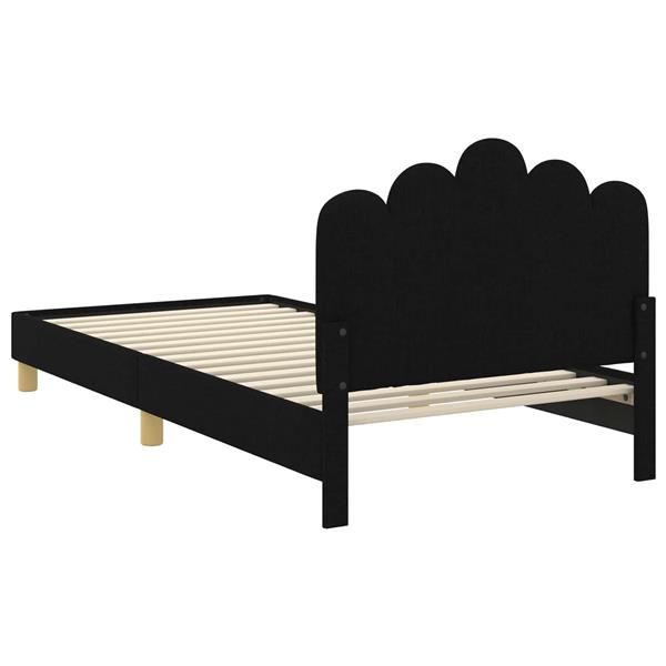 Grote foto vidaxl peuterbedframe met hoofdbord zwart 80 x 200 cm stof antiek en kunst stoelen en banken