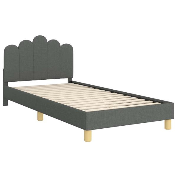 Grote foto vidaxl peuterbedframe met hoofdbord donkergrijs 80 x 200 cm stof antiek en kunst stoelen en banken