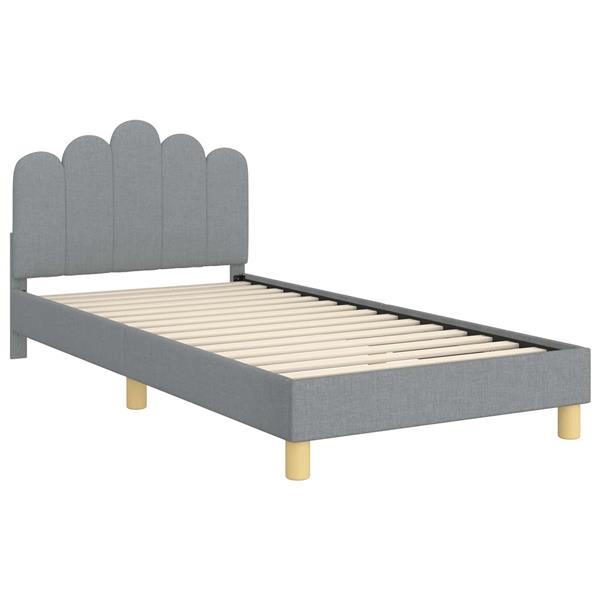 Grote foto vidaxl peuterbedframe met hoofdbord lichtgrijs 80 x 200 cm stof antiek en kunst stoelen en banken