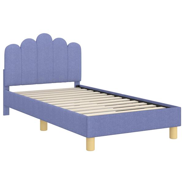 Grote foto vidaxl peuterbedframe met hoofdbord jeans blauw 80 x 160 cm stof antiek en kunst stoelen en banken