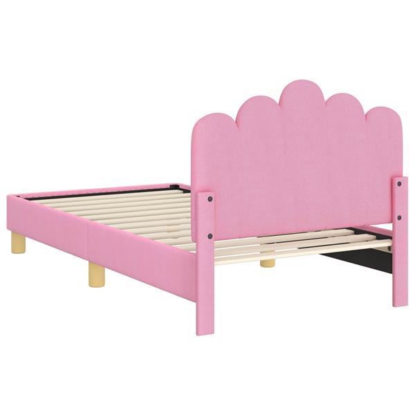 Grote foto vidaxl peuterbedframe met hoofdbord roze 80 x 160 cm stof antiek en kunst stoelen en banken