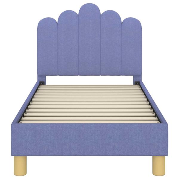 Grote foto vidaxl peuterbedframe met hoofdbord jeans blauw 70 x 140 cm stof antiek en kunst stoelen en banken