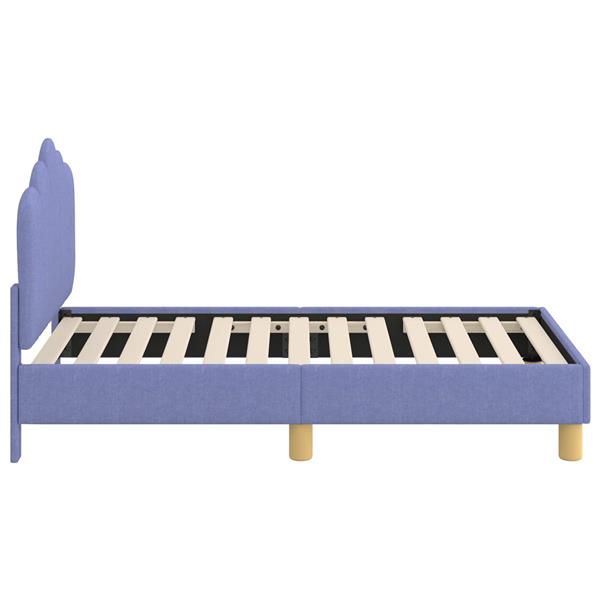 Grote foto vidaxl peuterbedframe met hoofdbord jeans blauw 70 x 140 cm stof antiek en kunst stoelen en banken