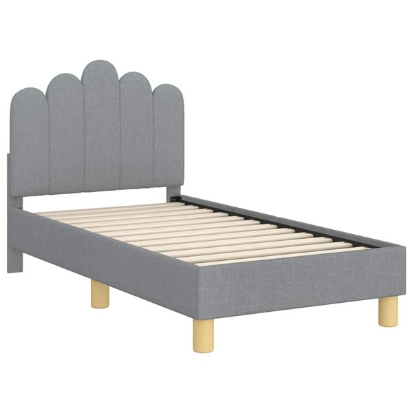 Grote foto vidaxl peuterbedframe met hoofdbord lichtgrijs 70 x 140 cm stof antiek en kunst stoelen en banken