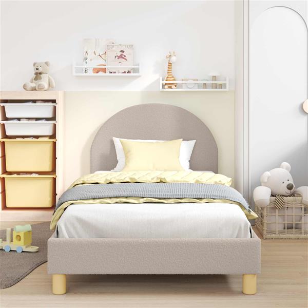 Grote foto vidaxl bedframe voor kinderen met hoofdbord lichtgrijs 90 x 190 cm antiek en kunst stoelen en banken