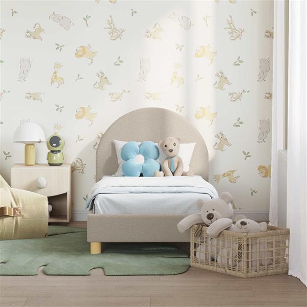 Grote foto vidaxl peuterbedframe met hoofdbord lichtgrijs 70 x 140 cm schapenstof antiek en kunst stoelen en banken