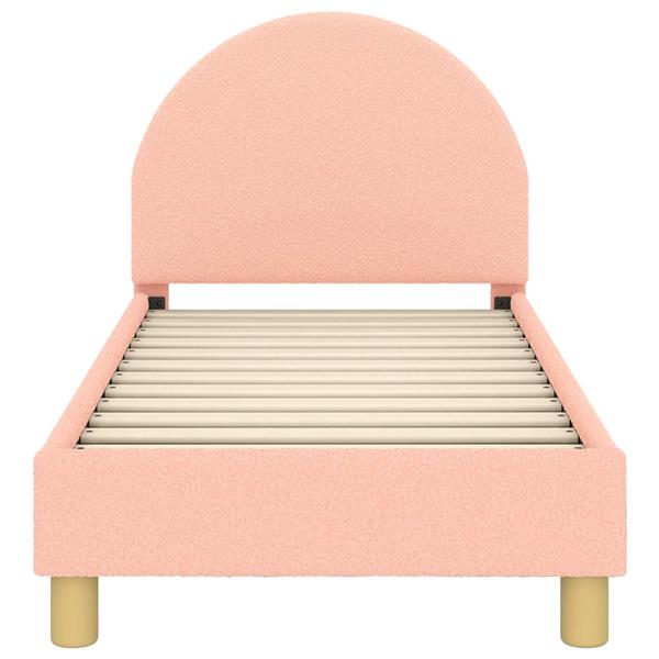 Grote foto vidaxl peuterbedframe met hoofdbord roze 70 x 140 cm schapenstof antiek en kunst stoelen en banken