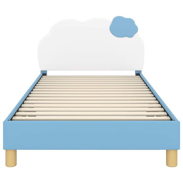 Grote foto vidaxl bedframe voor kinderen met hoofdbord blauw 90 x 200 cm pu antiek en kunst stoelen en banken