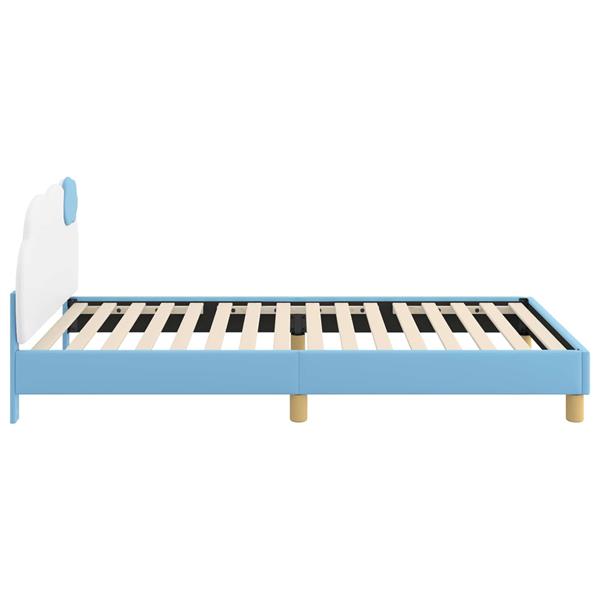 Grote foto vidaxl bedframe voor kinderen met hoofdbord blauw 90 x 200 cm pu antiek en kunst stoelen en banken