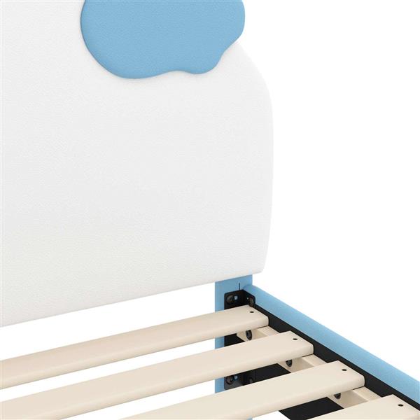 Grote foto vidaxl bedframe voor kinderen met hoofdbord blauw 90 x 190 cm pu antiek en kunst stoelen en banken