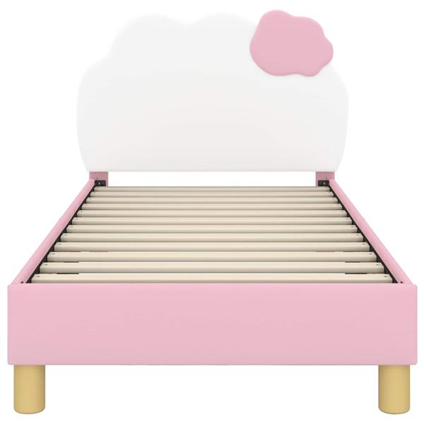 Grote foto vidaxl bedframe voor kinderen met hoofdbord roze 80 x 160 cm pu antiek en kunst stoelen en banken