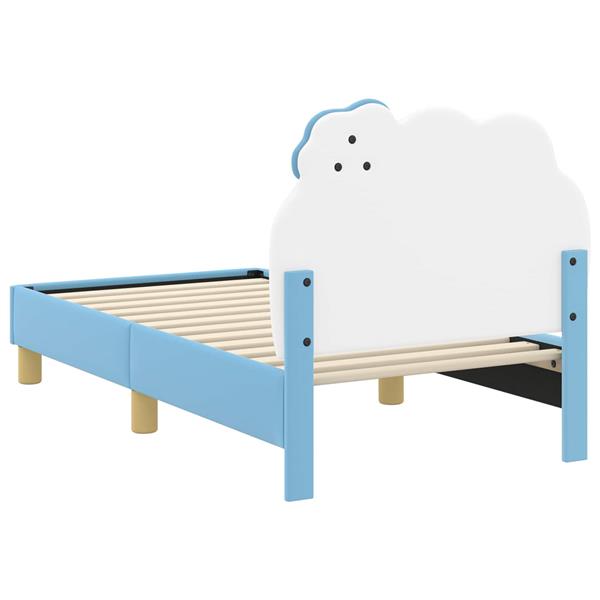 Grote foto vidaxl peuterbedframe met hoofdbord blauw 70 x 140 cm pu antiek en kunst stoelen en banken