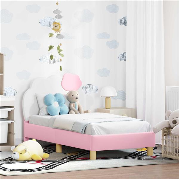Grote foto vidaxl peuterbedframe met hoofdbord met hoofdeinde roze 70 x 140 cm pu antiek en kunst stoelen en banken
