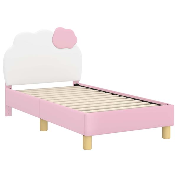 Grote foto vidaxl peuterbedframe met hoofdbord met hoofdeinde roze 70 x 140 cm pu antiek en kunst stoelen en banken