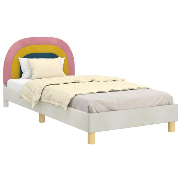 Grote foto vidaxl bedframe voor kinderen met hoofdbord cr me 90 x 200 cm fluweel antiek en kunst stoelen en banken
